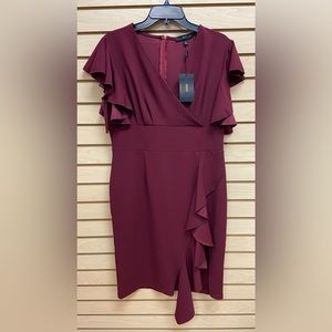 NWT KNITEE FASHIONABLE WOMEN BURGUNDY DRESS SIZE EXTRA LARGE